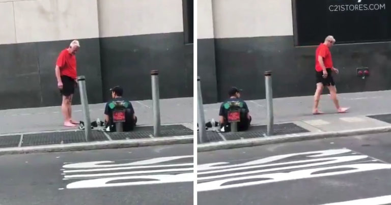 Jogger-gives-homeless-man-shoes