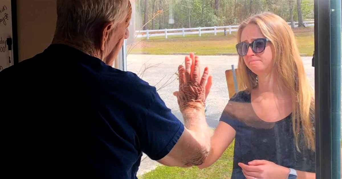woman-shows-off-engagement-ring-to-quarantined-grandfather