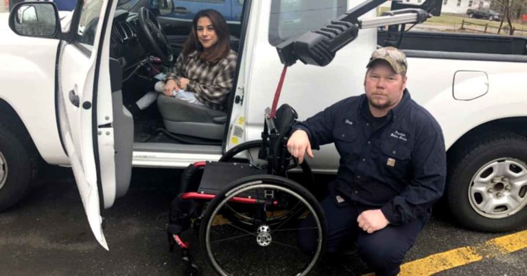 mechanic-fixes-woman's-wheelchair-christian-barber