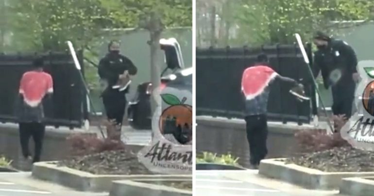 officer gives man shoes