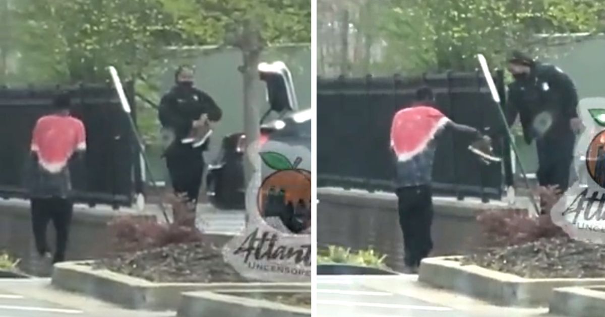 officer gives man shoes