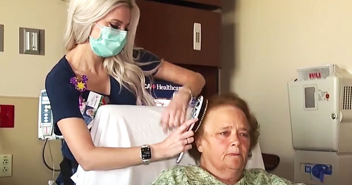 nurse braids patient's hair Brooke Johns