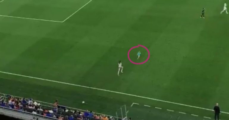 toddler runs into soccer field