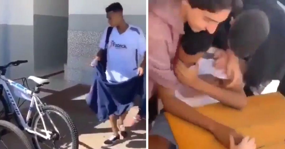friends surprise classmate