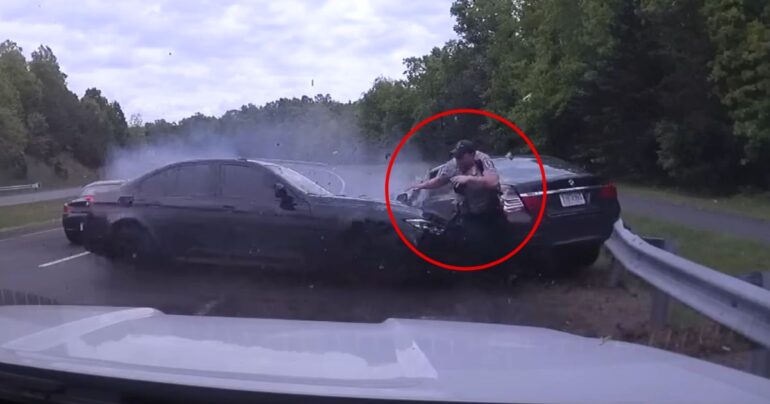 police officer escapes crash