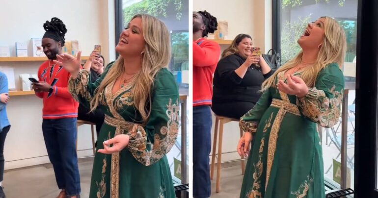 kelly clarkson coffee shop performance