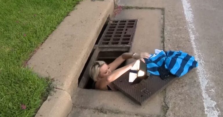 woman rescues puppies