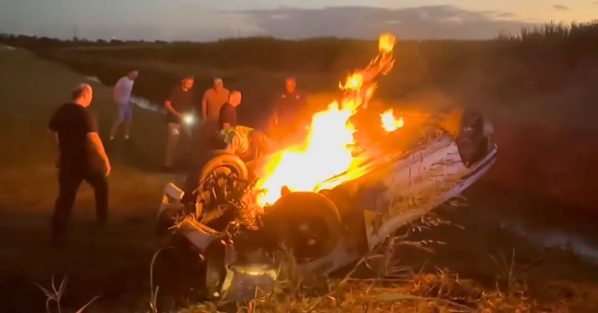 police car caught on fire