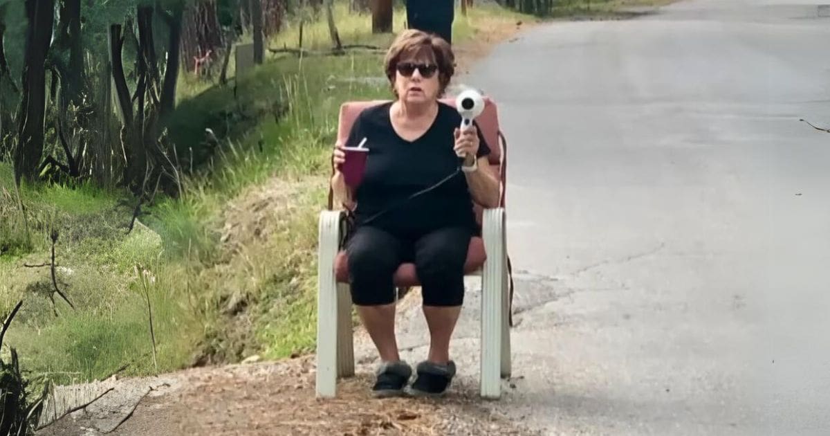 woman uses hair dryer as radar gun