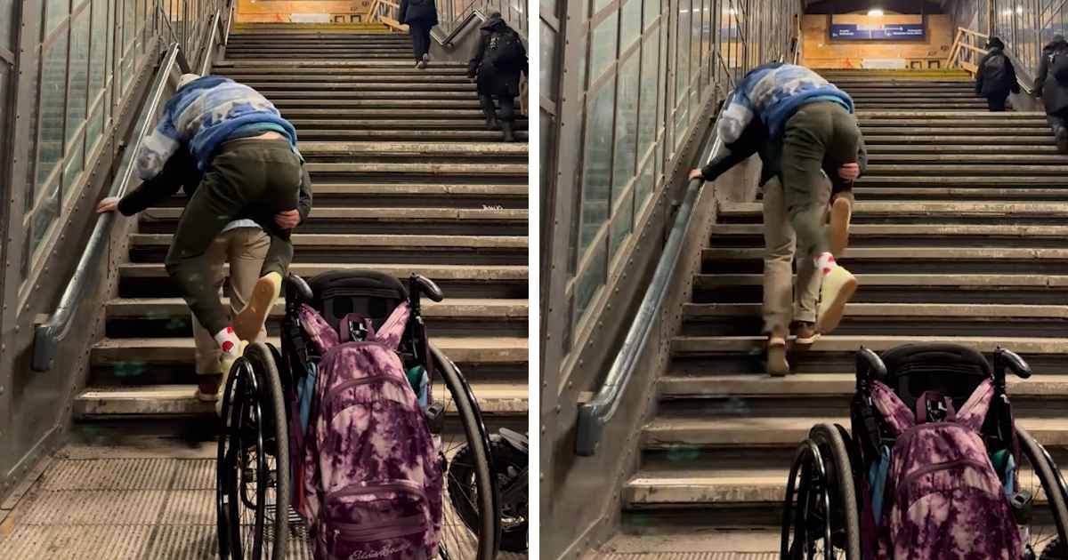 dad carries paralyzed son