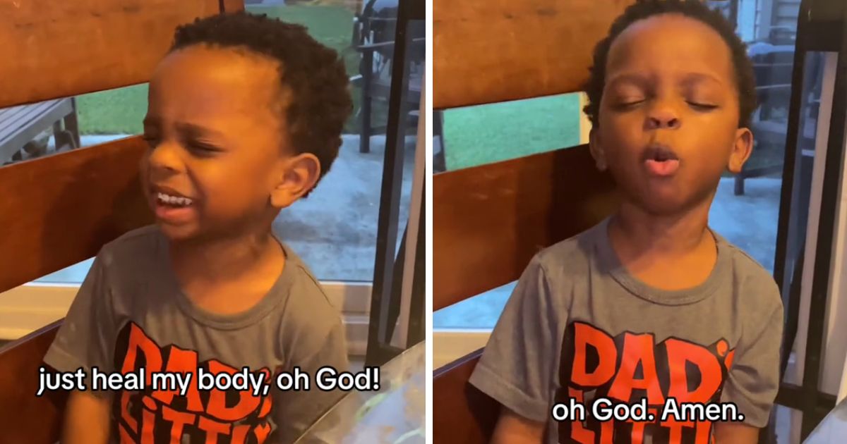 boy praying like grandma
