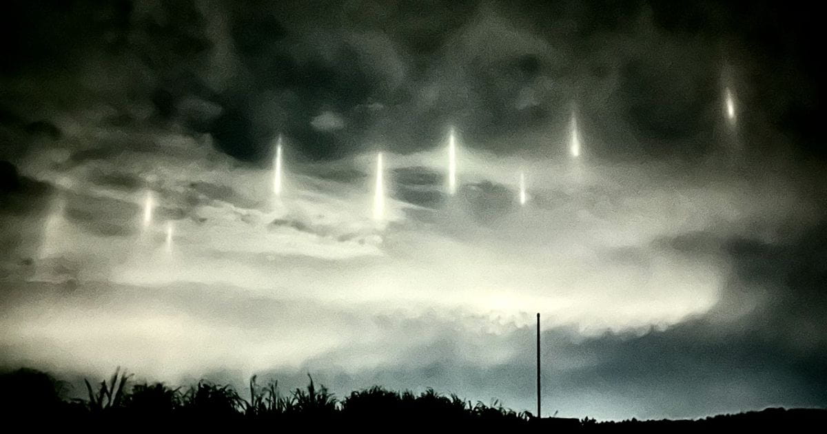 light pillars in the sky Japan