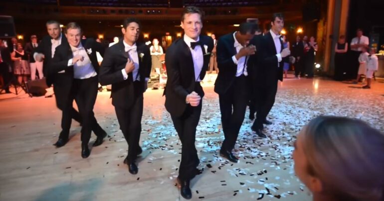 ballerina wedding groomsmen dance