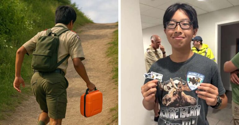 boy scout saves man