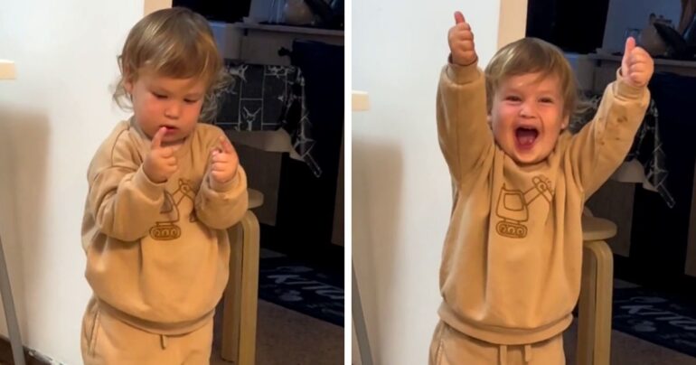 boy learning thumbs up
