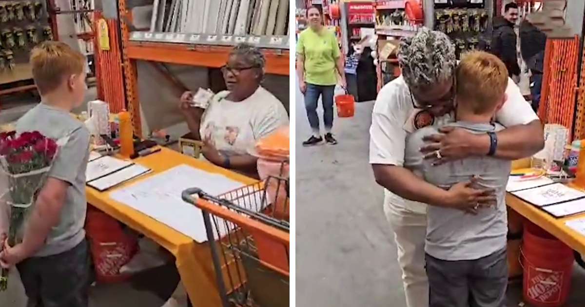 boy surprises home depot employee