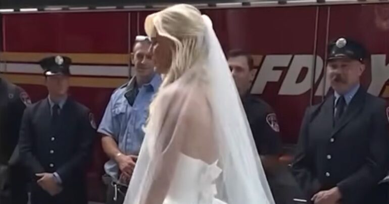 firefighters surprise bride