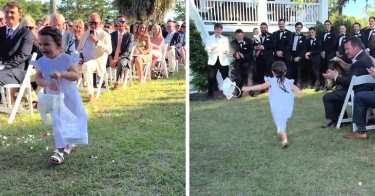 flower girl hugs uncle
