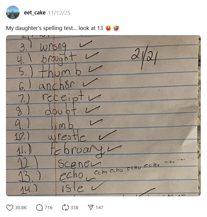 spelling test echo