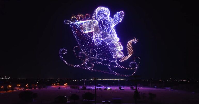 christmas light show with drones