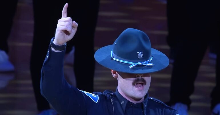 indiana trooper singing national anthem