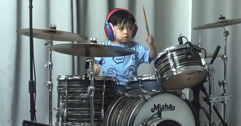 4 year old drummer holy forever cover