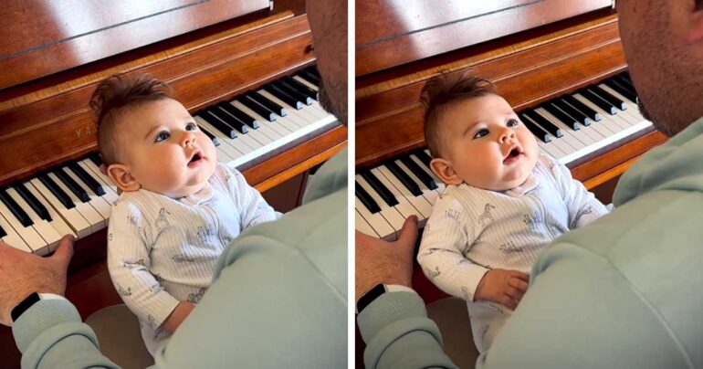 dad singing to baby