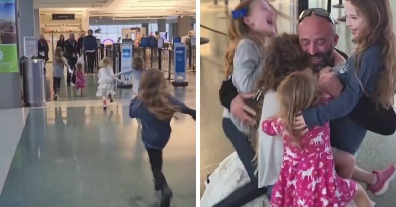 Marine dad surprises daughters