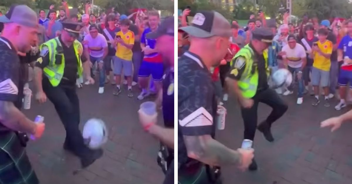 boston police officer soccer juggling