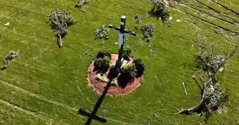 crucifix standing indiana tornado