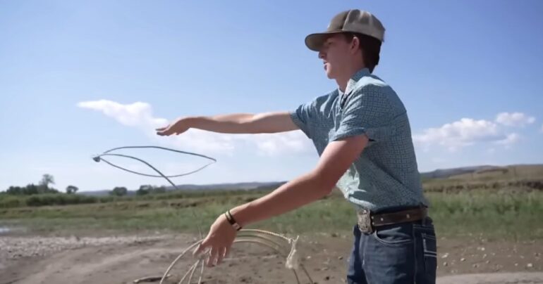 cowboy uses lariat to save drowning man