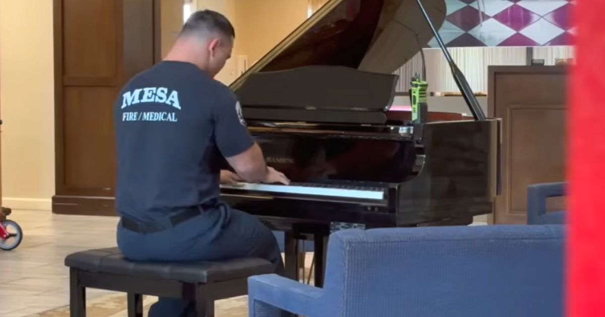 firefighter playing piano