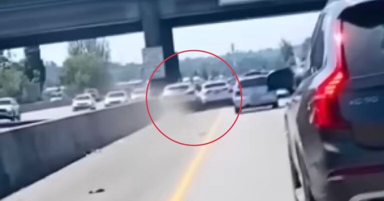 man uses his car to stop runaway suv