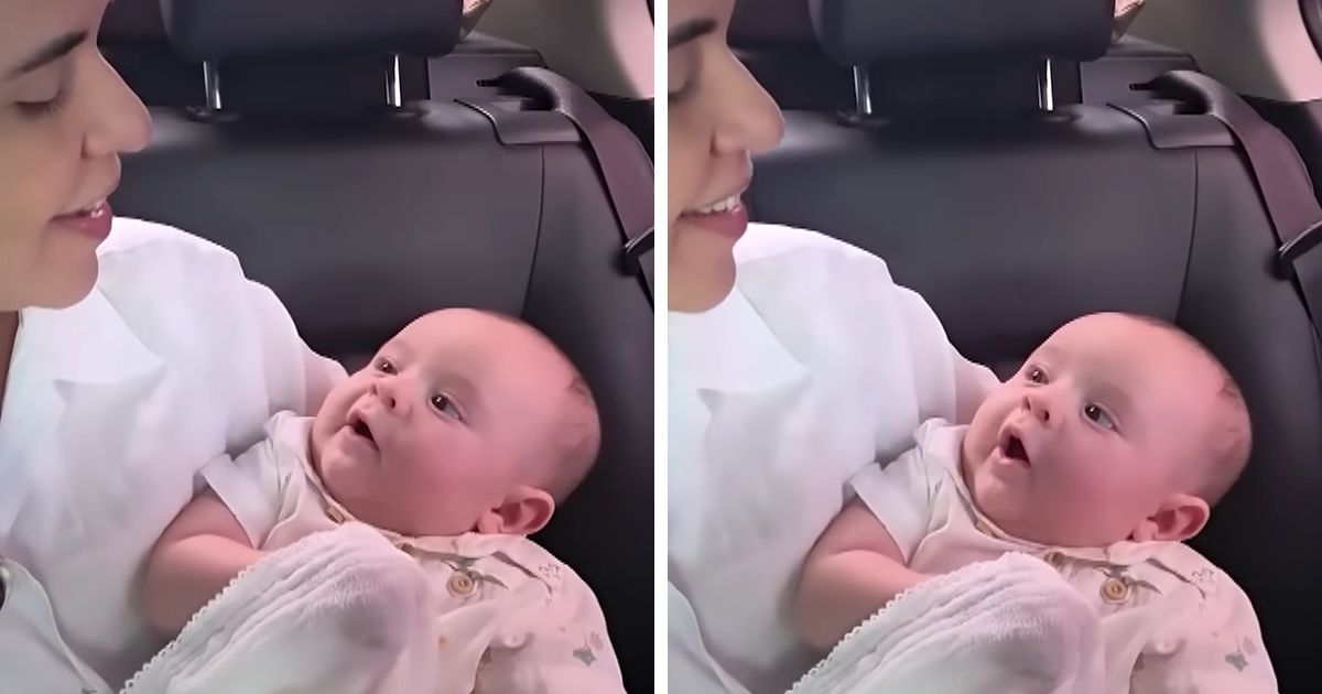 baby singing worship song with mother